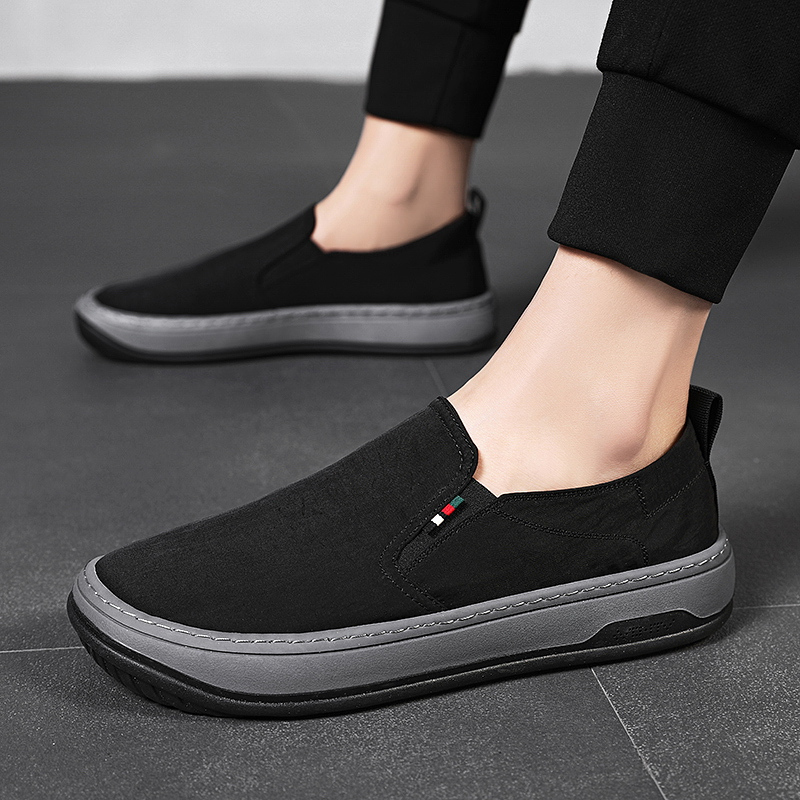 同款卡帝乐鳄鱼cartelo冰丝布一脚蹬男鞋休闲鞋男士潮流板鞋懒人鞋