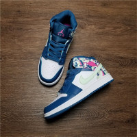 耐克Air Jordan 1 MID AJ1乔1紫色小禁穿樱花粉小黑金脚趾中帮男女情侣篮球鞋