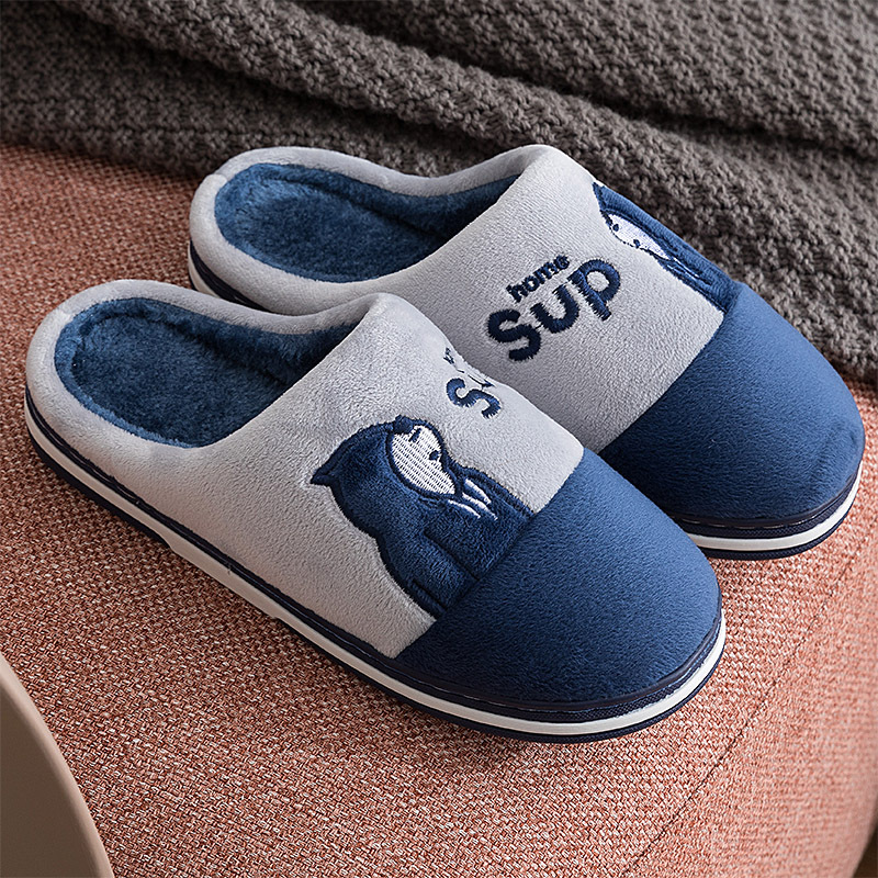 ideamini棉拖鞋男款室内保暖家用季潮流舒适加绒居家地板软底拖鞋男士