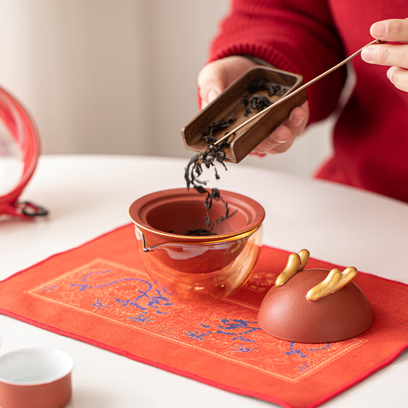 苏氏陶瓷/SUSHI CERAMICS J1017 双龙戏珠旅行茶具 (单位:套)高清大图
