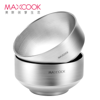 美厨（maxcook）304不锈钢碗2只装13CM双层防烫隔热碗 韩式米饭汤碗小碗 MCWA615