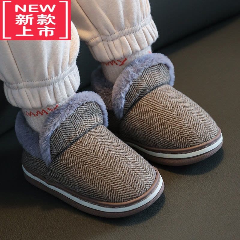 可莉允儿童棉拖鞋包跟秋冬亲子小中大男女童孩子宝宝棉鞋加绒加厚毛毛鞋图片