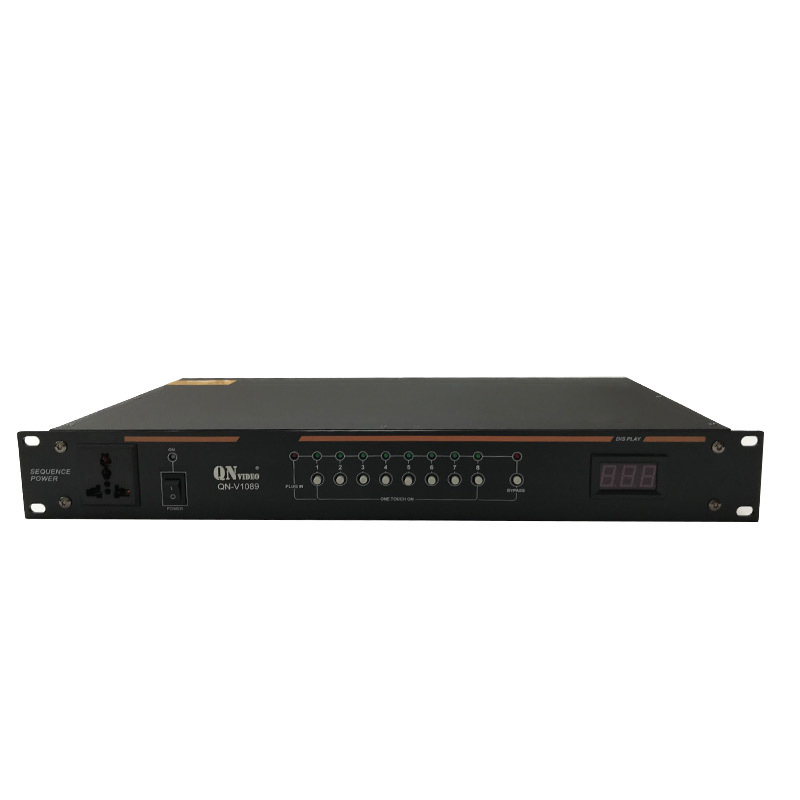 启诺QN-V1089 视频会议适用八路电源时序器 电源保护控制器带RS232串口 可中控高清大图