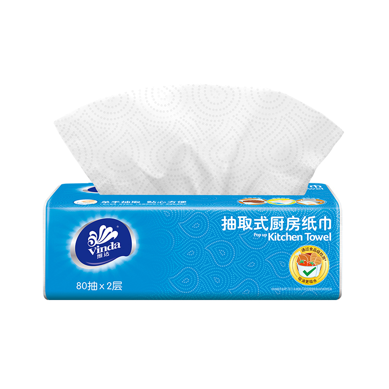 维达(Vinda) 抽纸 厨房专用二层软抽80抽12包厨房用纸卷纸卫生纸(整箱销售)