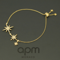apm MONACO金黄色三流星星星手链女 时尚设计六芒星手腕链法式银首饰AB4031OXY