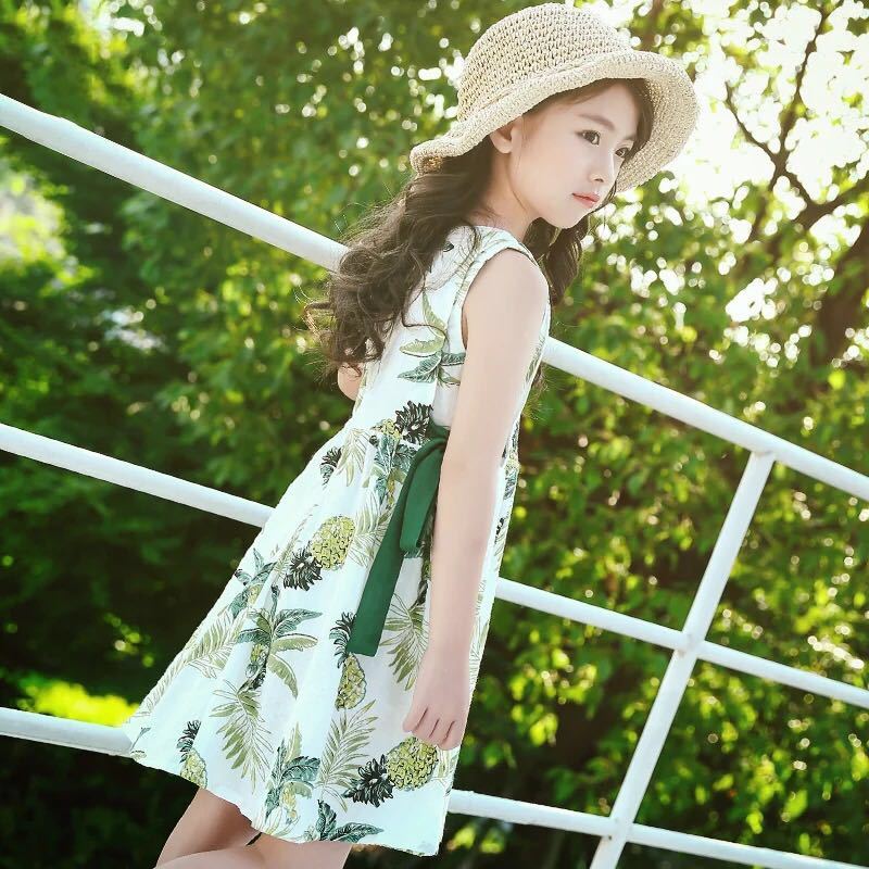 女童夏装连衣裙2021新款韩版洋气公主裙中大童儿童夏季小女孩裙子 飘带裙白色 110 建议身高100cm