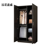 汉诺鑫威家用衣柜简约储物柜更衣柜2门1.8高宽80深40黑胡桃色