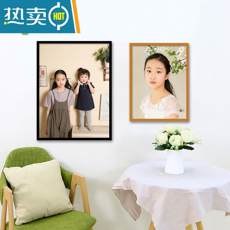 敬平实木相框挂墙A3儿童装裱大画框海报12寸20拼图4k照片框架a4定制8K 白色 18寸标准[可放35.5*45.5厘图片