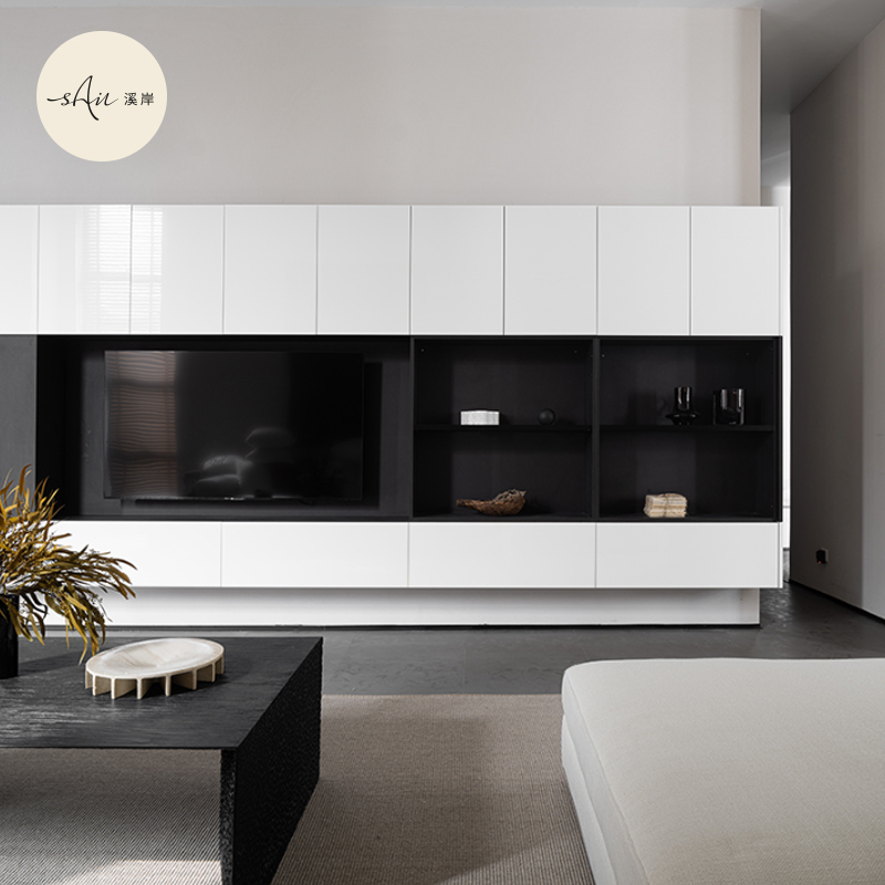 溪岸定制电视柜 溪岸电视柜定制全屋定制墙柜一体客厅多功能储物组合