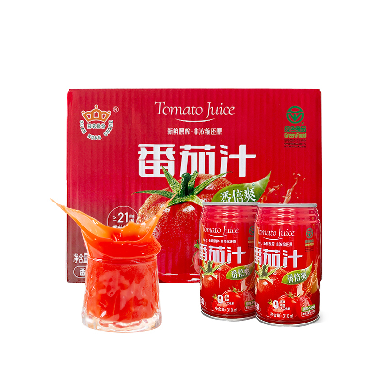 冠农股份(GUAN NONG SHARE)新疆番茄汁0添加糖0添加剂0脂果蔬汁西红柿汁代餐饮料310ml*12罐[整箱]
