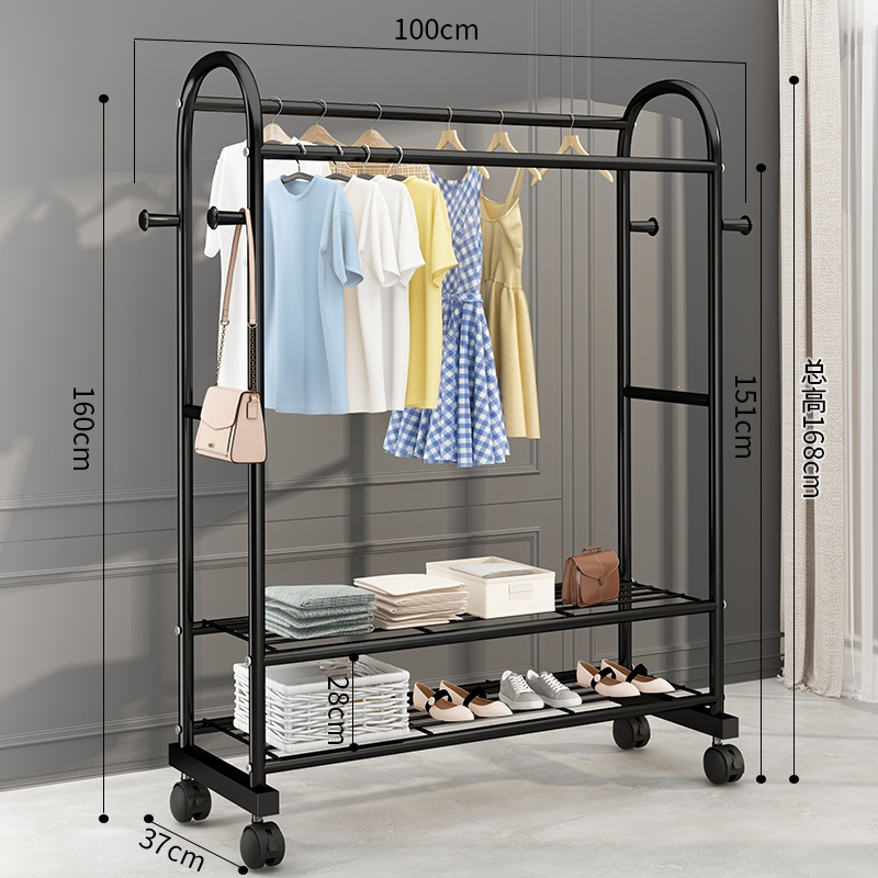 晾衣架古达落地卧室家用凉衣杆折叠挂衣架室内简易收纳阳台晒衣服架子