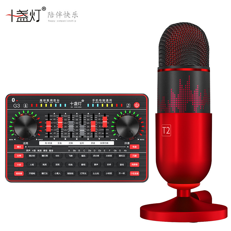 十盏灯 T2-1声卡唱歌手机专用话筒直播声卡套装设备全套K歌主播网红抖录音手机麦克风快手喊麦苹果通用
