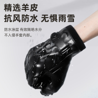 七匹狼皮手套男士羊皮冬季骑行加绒防风防水保暖触屏摩托车防寒