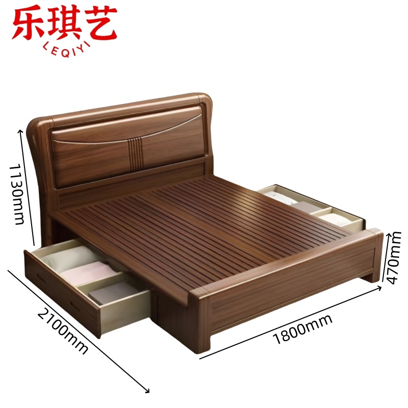 乐琪艺 实木床 180cm(高箱款)张高清大图