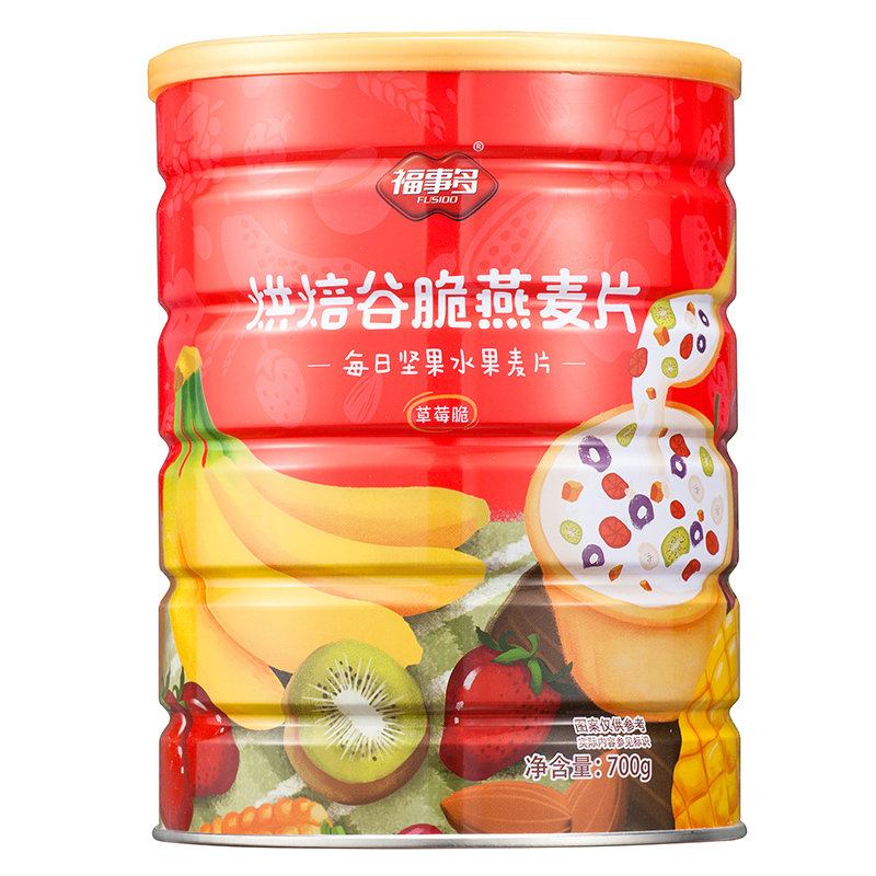福事多混合坚果水果烘焙谷脆燕麦片700g 草莓脆 冲饮营养速食代餐 营养代餐 麦片