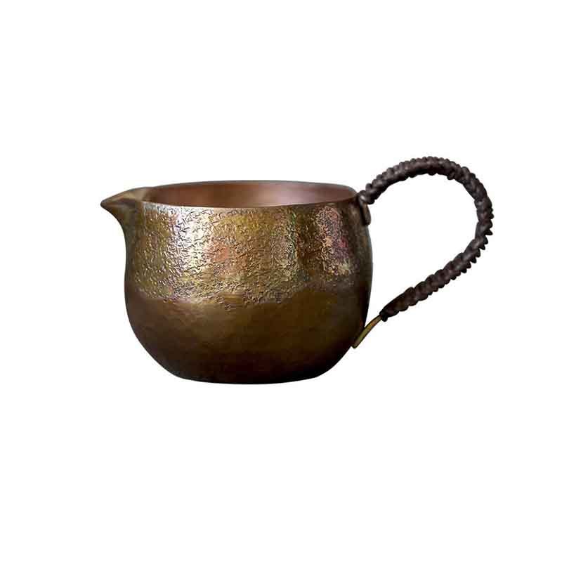 功夫道紫铜公道杯侧把公杯匀杯纯铜茶道零配过滤滤茶器