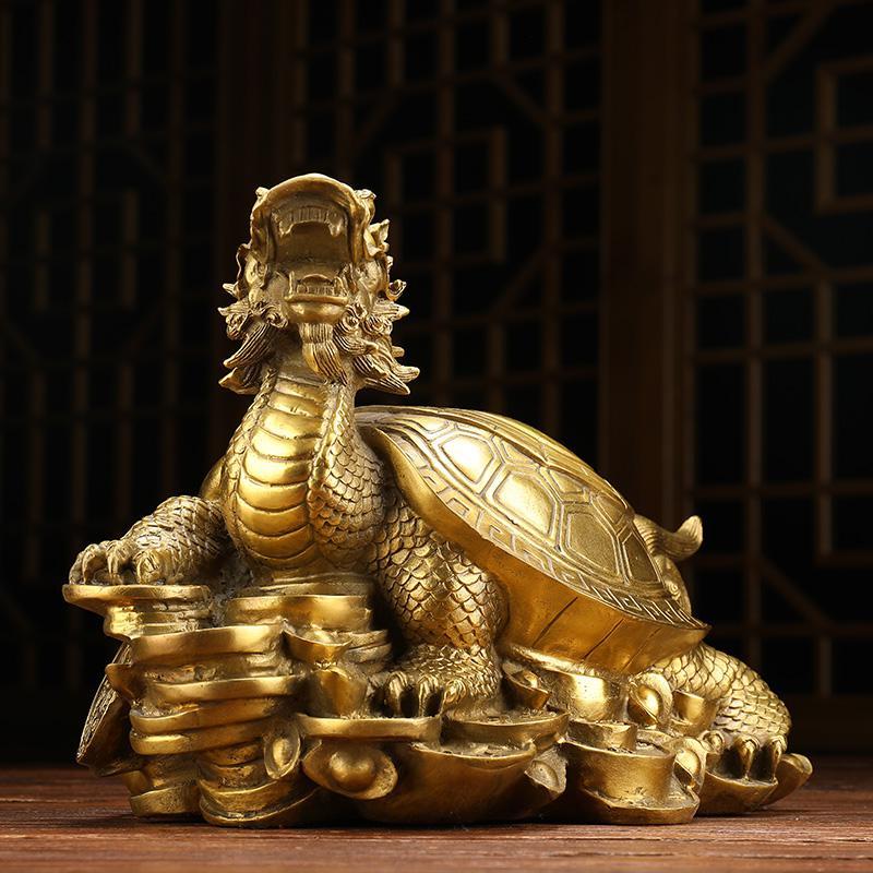 美帮汇大号铜龙龟摆件龙头龟赑屃霸下八卦金钱龟玄关装饰