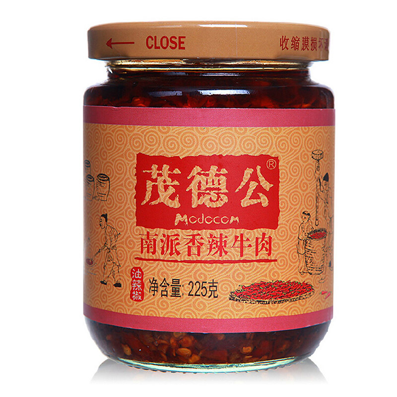茂德公南派香辣酱225g瓶装 香辣牛肉酱0047 调味酱拌饭辣椒酱拌面酱下
