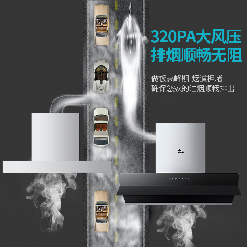 红日(RedSun)欧侧跨界油烟机燃气灶套装家用烟灶套装厨电组合两件套大吸力智能定时RTEU06+EM608B 液化气