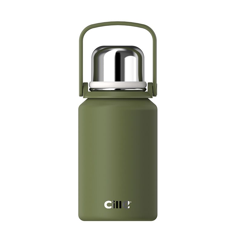 希乐(cille)保温杯大容量男女户外露营便携茶杯316不锈钢手提杯子双饮水杯 绿色