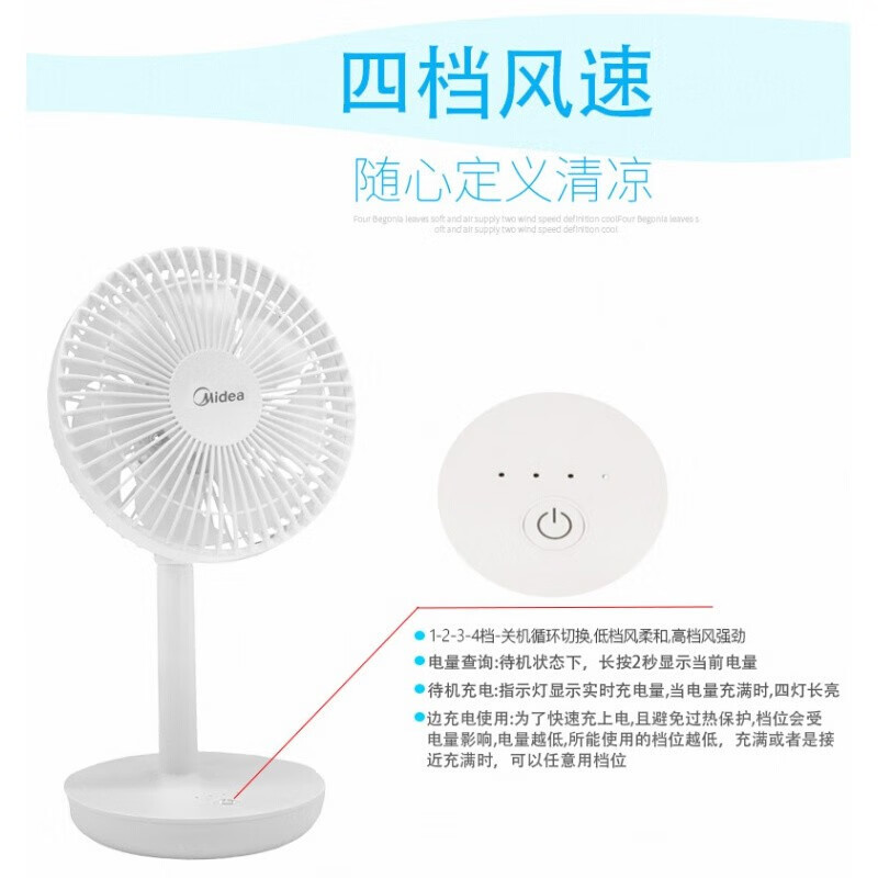 美的(Midea)家用宿舍办公室迷你便携式小型台式 七叶节能低噪电扇 FTD15XA高清大图