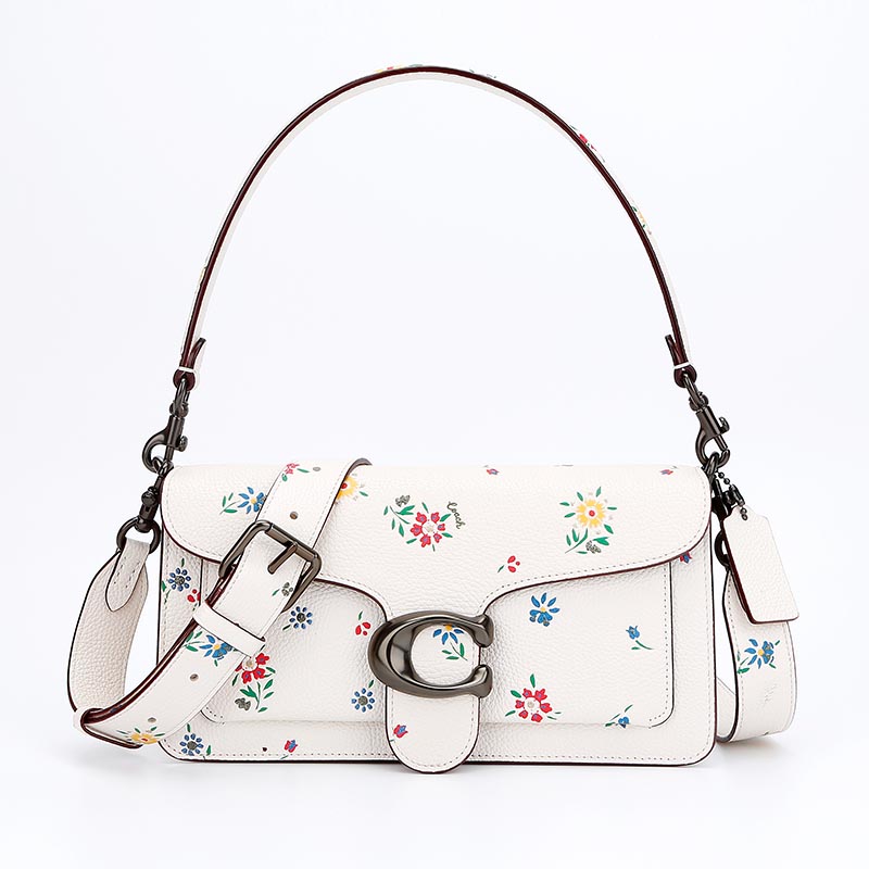 蔻驰 COACH 奢侈品 女士专柜款TABBY皮质手提单肩斜挎包白色印花 630 V5CHK 欧美时尚