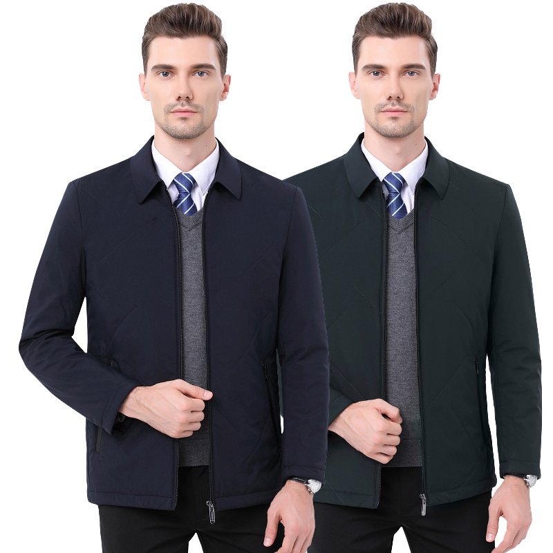 免费试穿 送运费险2024春秋新款棉衣外套加厚棉袄男装中年爸爸装翻领夹棉夹克外套冬高端外套正品官方旗舰店高清大图