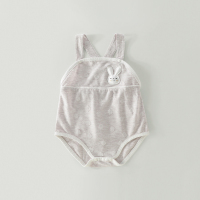 婴儿吊带包屁衣夏季薄款无袖连体衣服婴幼儿夏装可爱宝宝三角哈衣 驼灰 66cm