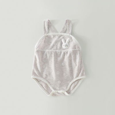 婴儿吊带包屁衣夏季薄款无袖连体衣服婴幼儿夏装可爱宝宝三角哈衣 驼灰 66cm