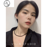 JiMivilin新款fever同款黑玛瑙项链轻奢小众复古高级感手工串珠锁骨M
