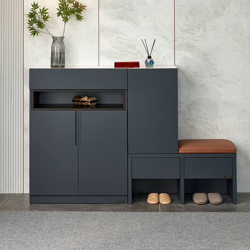 全友家居 鞋柜现代轻奢岩板鞋架门口多分区储物玄关柜128202