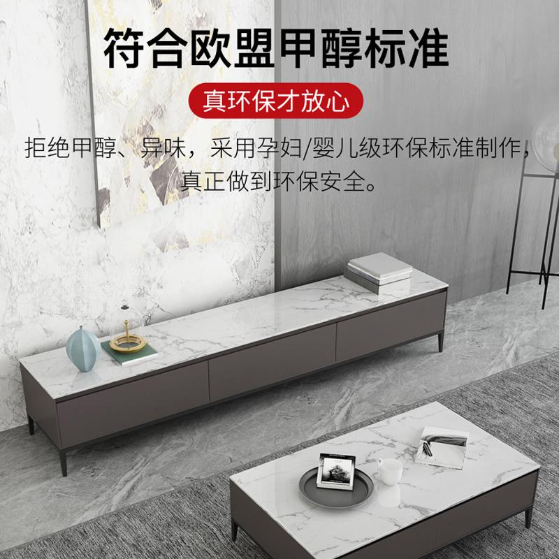 大理石电视柜现代简约北欧风轻奢客厅地柜新款斗柜茶几电视柜组合 配套二斗柜【木纹面】组装