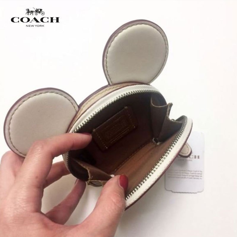 COACH 蔻驰迪士尼联名限量版卡通可爱米奇耳朵牛皮零钱包女包女手包