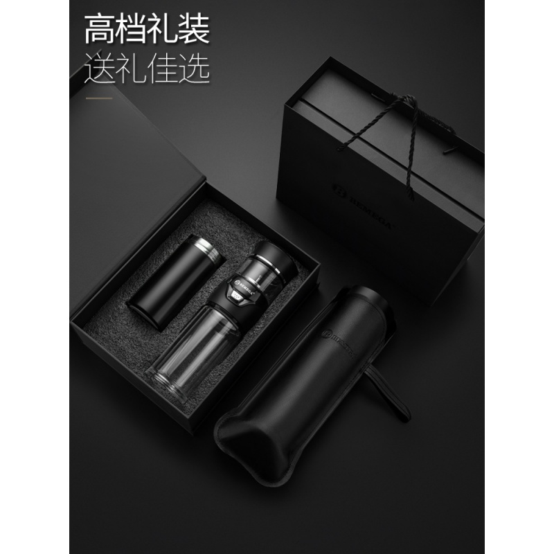 家柏饰(CORATED)茶水分离泡茶杯双层玻璃杯男女便携隔热透明水杯子 枪灰色(316不锈钢保温款)高清大图
