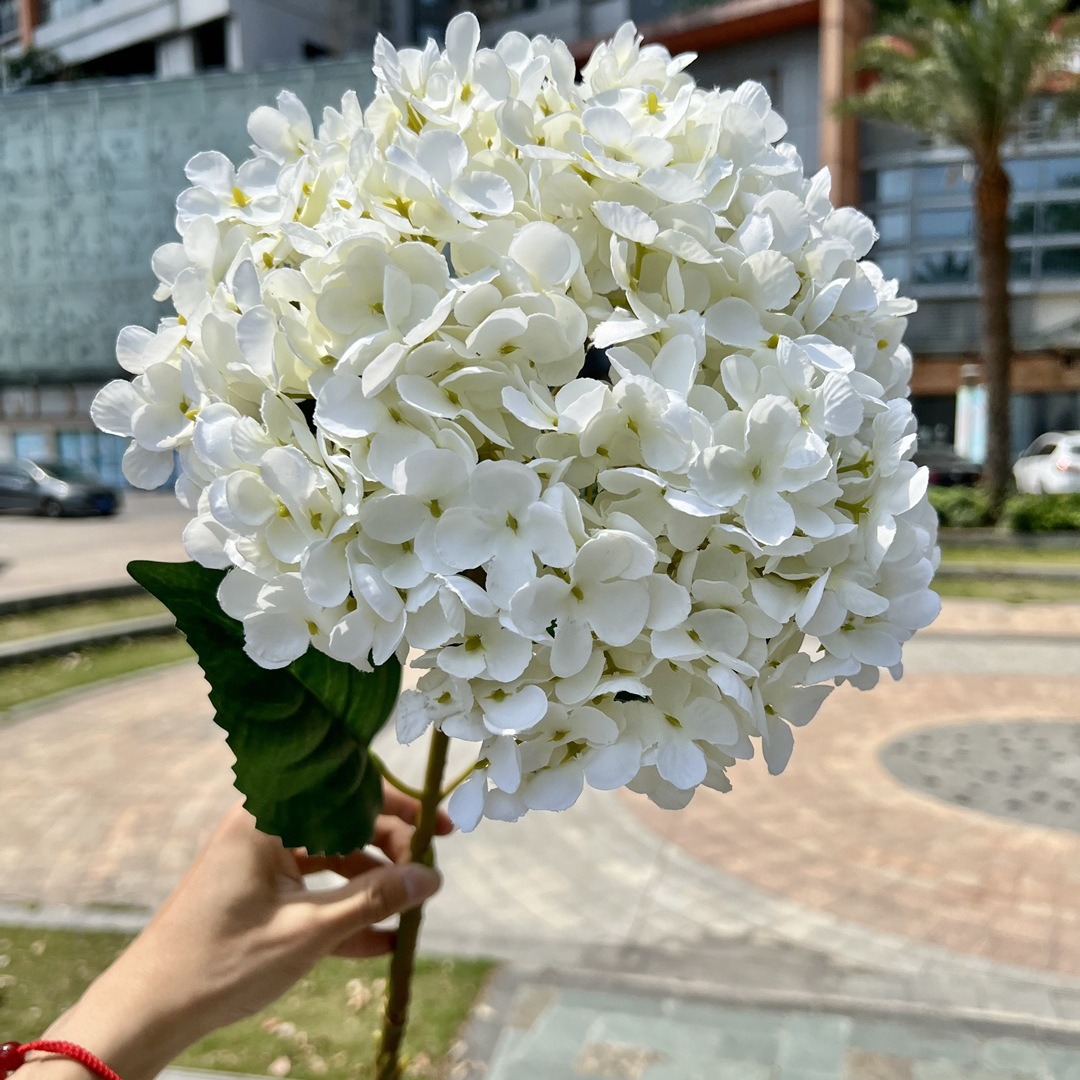 小窝厘 高仿真大绣球花特大单头莱茵绣球假花装饰 单个花头直径30cm 天蓝高清大图