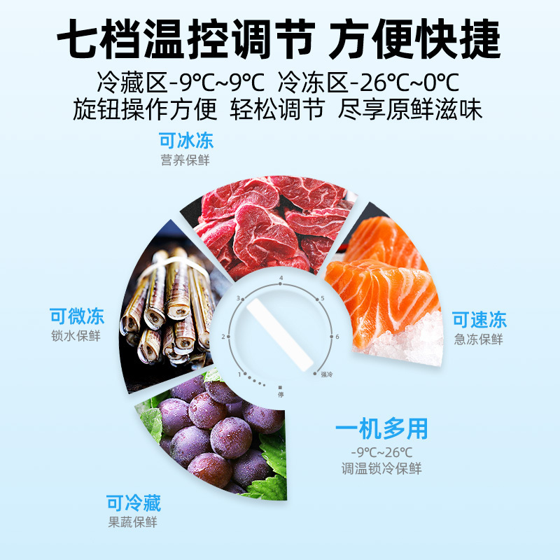 星星(XINGX) 365升 微霜商用卧式冰柜 左冷冻右冷藏卧式冰箱 顶开门双温双箱减霜80%冷柜BCD-365G-E
