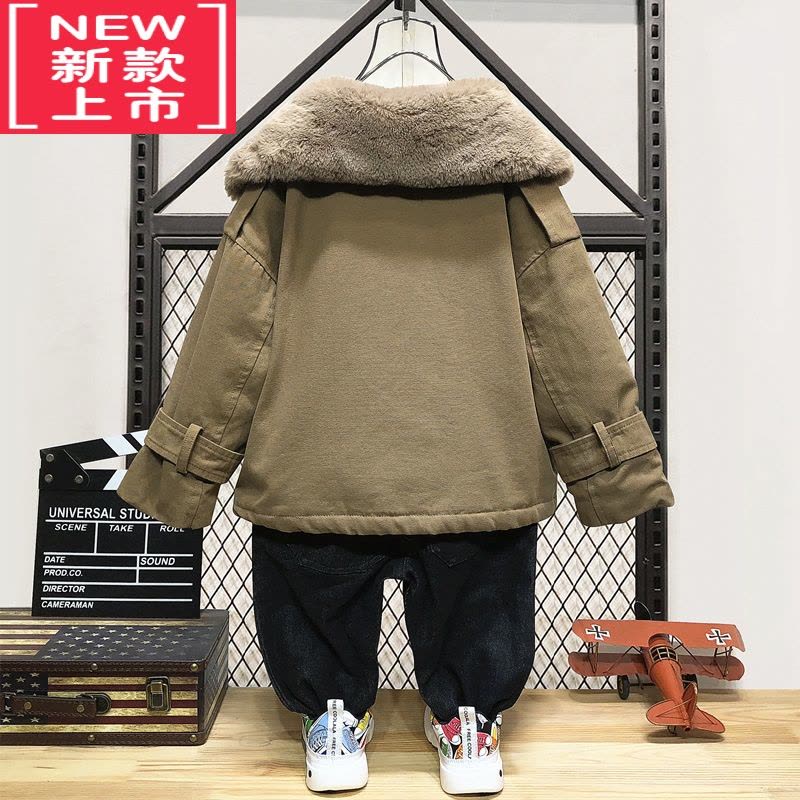 可莉允男童冬装加绒外套2022年新款冬季加厚派克服男孩棉服秋冬款洋气潮图片