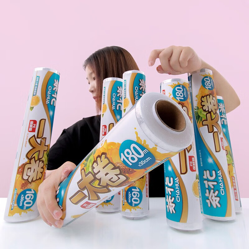 茶花(CHAHUA)305015家庭经济装一大卷保鲜膜塑料膜[30cm*180m]单卷大号高清大图