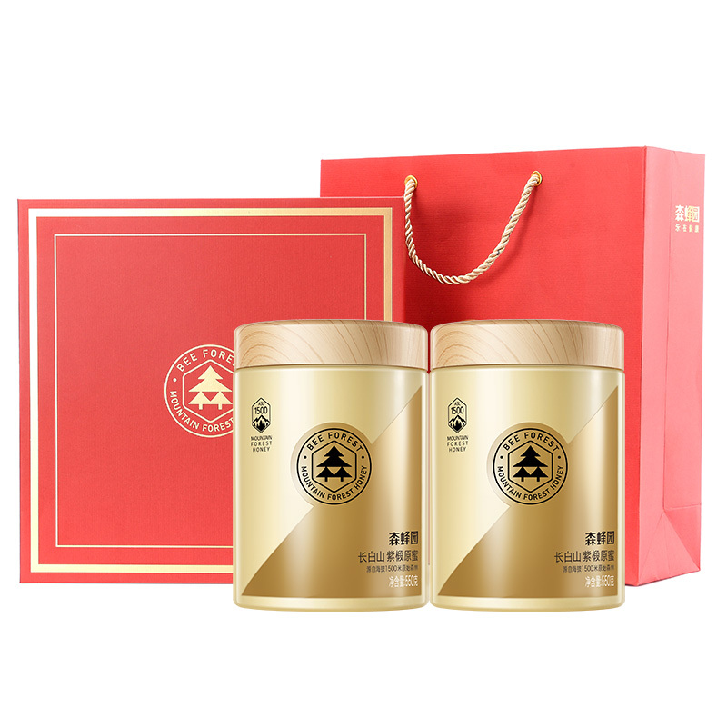 森蜂园 紫椴原蜜雪蜜550g*2 椴树蜂蜜礼盒装大礼包蜂蜜
