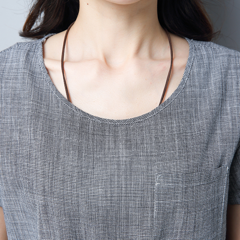 棉麻连衣裙女2018夏装新款女装短袖宽松收腰裙子中长款A字裙夏季