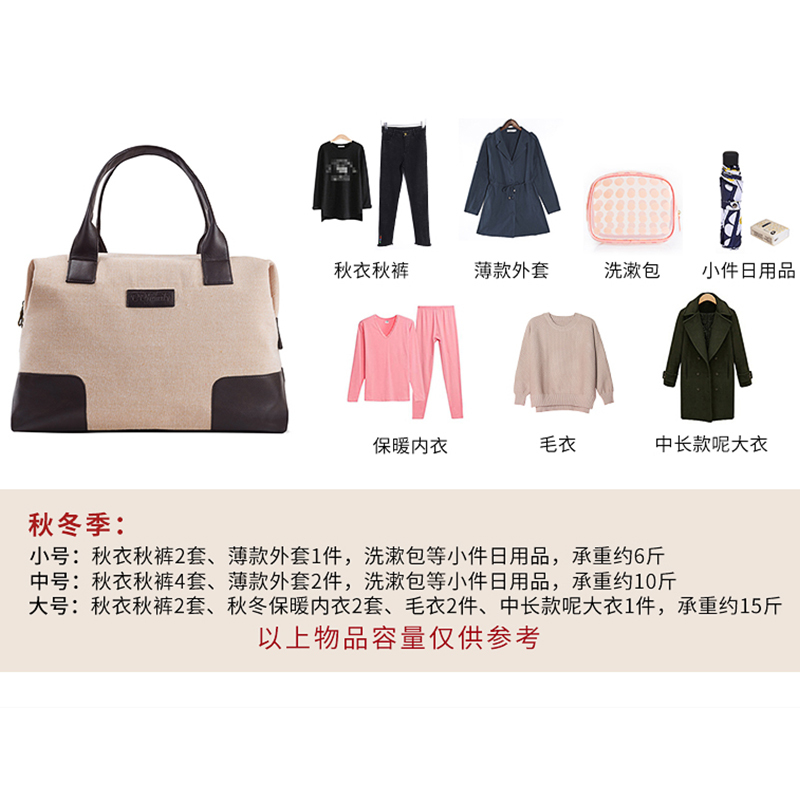 旅行包女手提短途亚麻韩版2018款出差行李包男大容量可折叠旅游