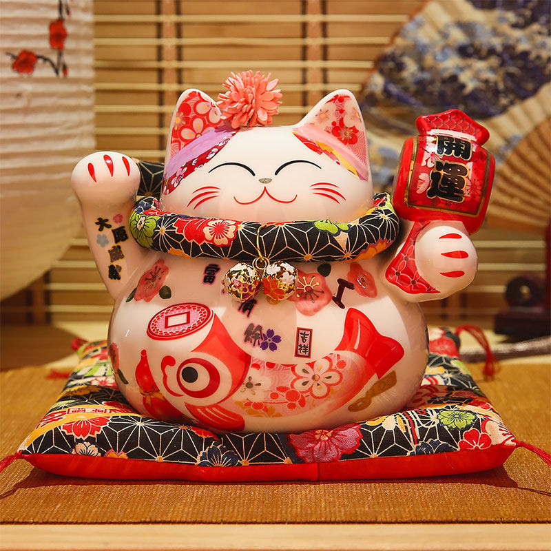 猫小摆件 家居客厅店铺开业礼品日式陶瓷存钱罐发财猫 三维工匠 5寸富贵有余猫高清大图
