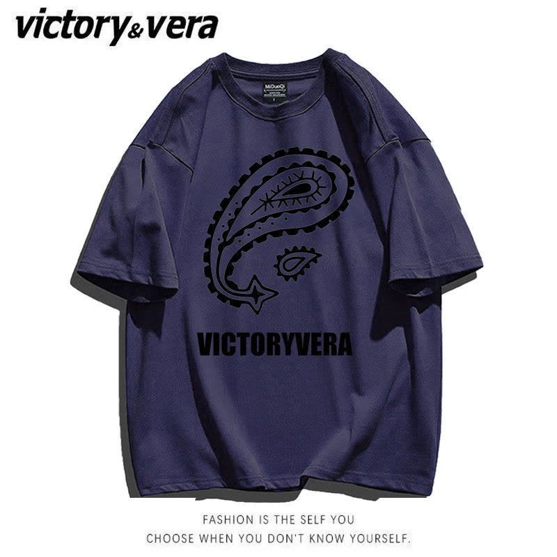 VICTORYVERA白色短袖t恤女夏装2022新款宽松百搭学生印花半袖上衣图片