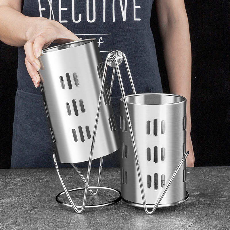 美厨 304不锈钢筷笼筷子筒 加厚沥水置物筷子架两件套 MCKL-02高清大图