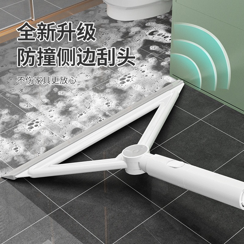 丽佳邦多功能不沾头发刮水拖地两用卫生间清洁地板家用硅胶魔术扫把 白灰-魔术扫把高清大图