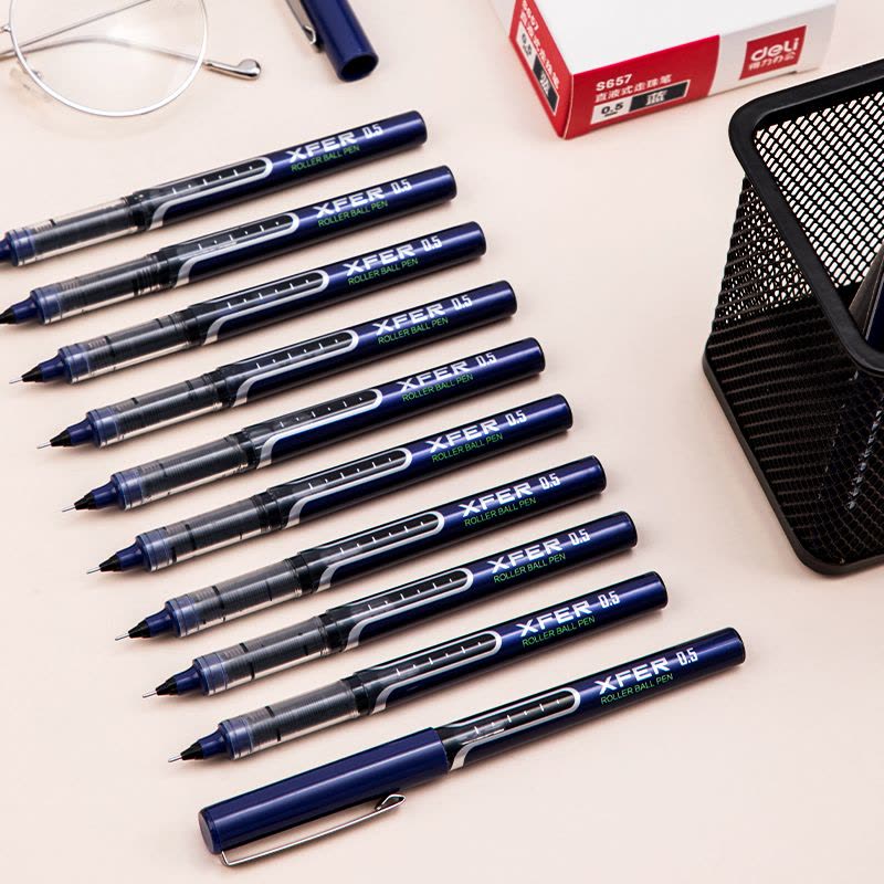 得力S657直液式走珠笔(蓝)12支/盒 (单位:支)图片