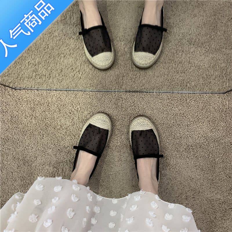 SUNTEK法式仙女风平底鞋单鞋夏款外穿网纱女鞋透气2023新款乐福鞋渔夫鞋图片