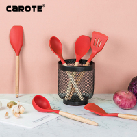 Carote硅胶铲子不粘锅专用炒菜铲厨房汤勺硅胶锅铲 红色木柄沙律更