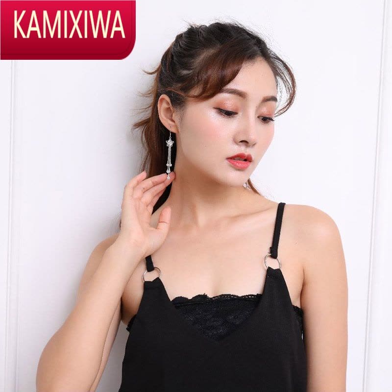 KAMIXIWA吊坠流苏耳环女韩国气质长款简约长流苏耳坠人造水晶耳坠舞台耳环图片