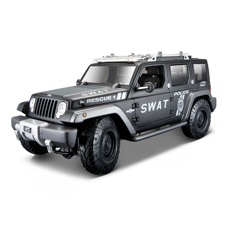 美驰图原厂1:18仿真吉普车模型越野合金牧马人汽车模型警车模警车模型送礼收藏